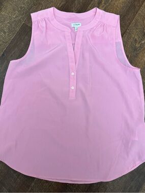 J.Crew Pink Sleeveless Henley Blouse Women Small Top Office Career Summer Spring